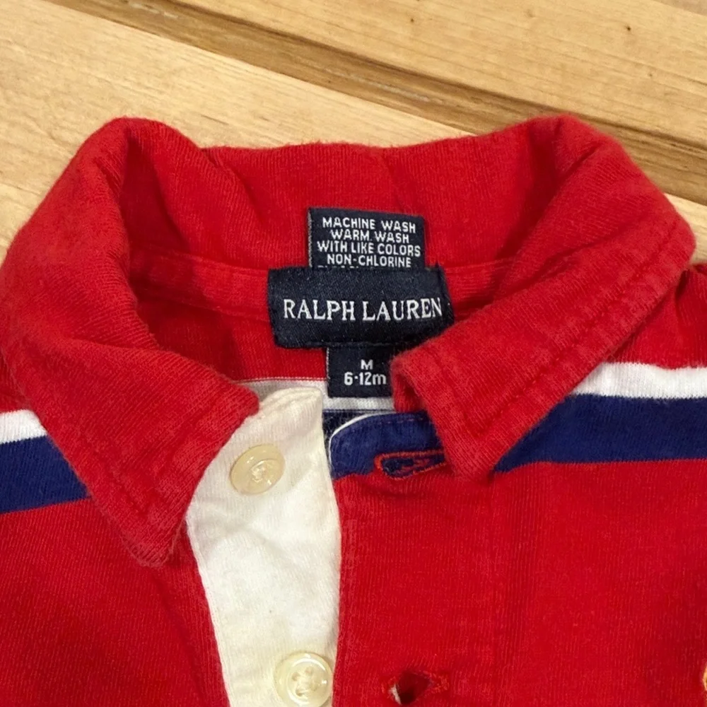 Ralph Lauren Kids Polo Shirts Red Navy Stripes Bundle of 2 Short Sleeve Cotton